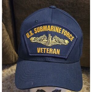 Hawkins U.S. Navy Submarine Force Veteran Baseball Cap Adult One Size Navy Gold